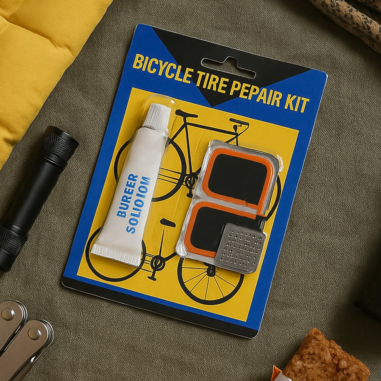 Bicycle Tire Repair Kit – Portable Puncture Repair Set with Adhesive (1 Set / Mix Design)