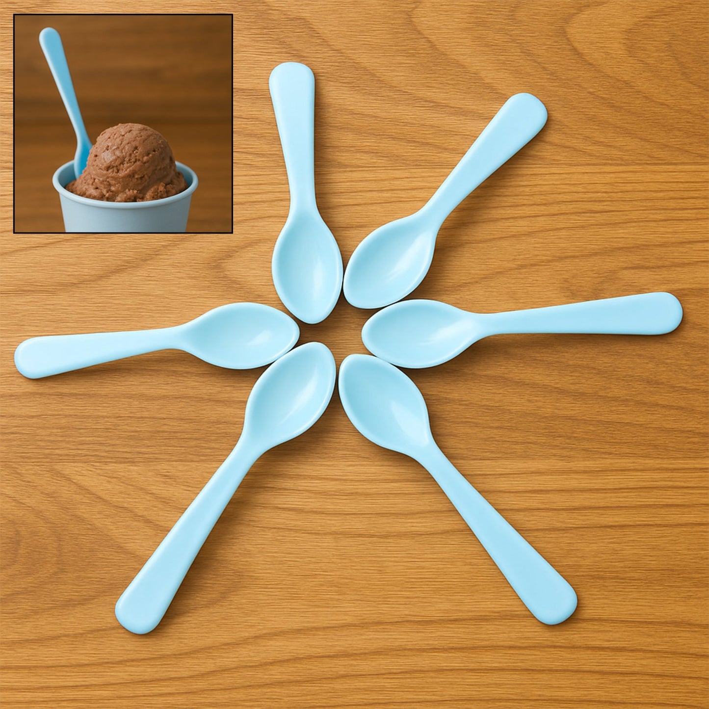 Food Plastic Spoon Set Table Spoon Tea Spoon Coffee Spoon  Heat Resistant 6 Pc