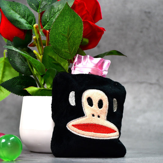 Black Small Hot Water Bag with Cover for Pain Relief